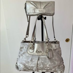 Coach silver purse set